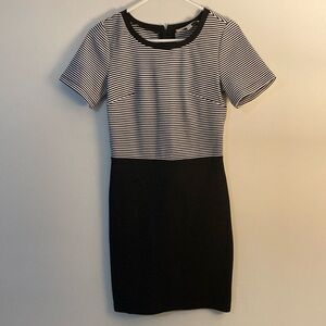 LOFT Black and White Striped Dress